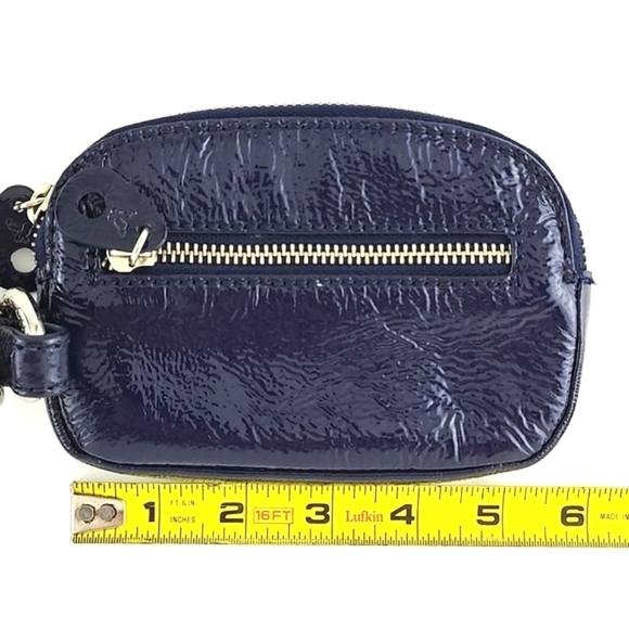 American Eagle Outfitters AEO Patent Navy Blue Lrg Zipper Clutch Wristlet Wallet - Picture 13 of 13